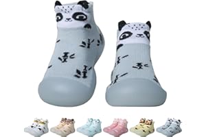 EDOTON Chaussures Rampantes Chaussures de Marche pour Bébés Chaussons Antidérapantes à Semelle Souple - Filles, 9 Mois, EU Size, Résistance au Glissement, Caricature