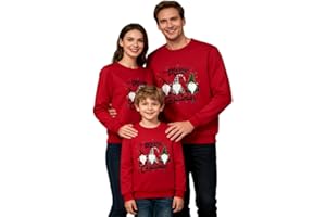 LCpddajlspig Felpa Natalizi Famiglia 2026: Maglioni Natalizi Famiglia Girocollo Maniche Lunghe Stampa Natalizia Pullover Calda per Donna Uomo Bambino Autunnale e Invernale
