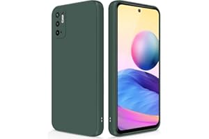 ‎GIIYOON GiiYoon Liquid Silikonowe Etui Kompatybilne z Xiaomi Redmi Note 10 5G/Poco M3 Pro 4G/5G, Miękką Wyściółką Wewnętrzną z Mikrofibry, Ochrona Aparatu 360 Stopni, Osłona Odporna na Uderzenia(Zieleń)