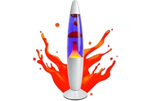 BrightWish Lampes à Lave Rétro Aluminium, 34 cm, Douilles E14, Ampoules R39 25W, liquide violet cire rouge, décoration intérieure maison bureau, idées cadeaux originales