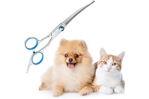 Joynine Forbici Curve per Toelettatura Animali Domestici | Forbici Curve per Toelettatura Cani | 17 cm | Acciaio Inox con Punta di Sicurezza Arrotondata | Ideali per Taglio Peli di Cani e Gatti