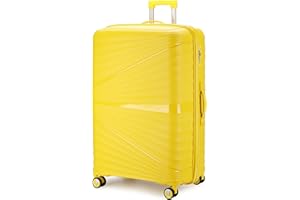 Aerostar 32” Extra Large Lightweight PP Hard Suitcase 4 Silent Spinner Wheels Check-in Luggage Integrated Safe and Secure TSA Lock (Yellow, 117 Litre)
