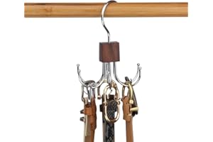 LMSAWK Belt Hanger For Closet, Hanging Holder Storage Hook for Belt, Rotatable Belt Rack Closet Accessories, for Socks, Belt, Gloves, 6 Hooks, Retro Color