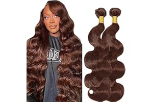 Lakaisa Body Wave Human Hair Bundles Capelli Umani Brasiliani Extensions Sew in Hair Chocolate Brown Real Hair Extensions 2 Bundles 100% Unprocessed Brazilian Virgin Hair for Woman 20 20 Inch
