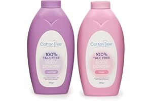 SLEEPY SKIPPER Pack of 2 Cotton Tree Body Powder 100% Talc Free Kind & Gentle Keeps Body Skin Soft and Dry (Lavender & Rose)
