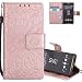 Produktbild EMAXELERS Sony Xperia Z5 Compact Hülle Mädchen Blumen Sunflower PU Leder Ledercase Flip Tasche Wallet Schutzhülle Etui Tasche Handytasche Hülle für Sony Xperia Z5 Compact,Rose Gold Sunflower KT
