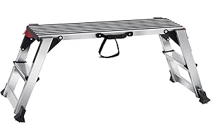 VEVOR Piattaforma da Lavoro in Alluminio Pieghevole Portatile Carico Max.200kg Uso Interno Esterno,Sgabello da Lavoro Basso in Alluminio Pieghevole 48,7x128x30cm,Cavalletto Pieghevole Aluminio,Silver