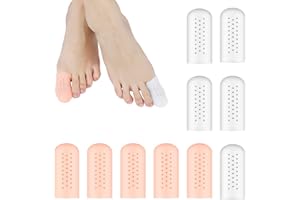 angelikashalala Zehenschutz GroßEr Zeh, 12 Stück Gel Atmungsaktive Zehenkappen, Silikon Zehenschutz für Entzündete Fußballen Blasenbildung Schwielen und Reibungsschmerzen(Weiß + Hautfarben)