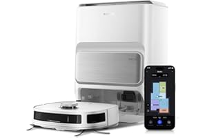 Eureka J12 Ultra Robot Aspirateur Laveur avec Station Automatique de Vidange Lavage Séchage, Aspirateur Robot de 5000Pa, Serpillière Rotative, Double LiDAR Navigation, Évitement d'Obstacle 3D IA