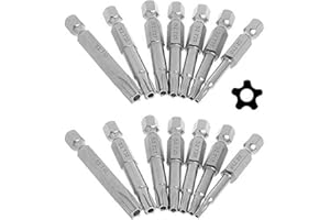 Bestgle 2 Set 7pcs Hex Tige Torx Étoile 5 Points de Tournevis à Embouts T10-T40 Sécurité Magnétique Inviolable Torx Tête Tournevis Bits 50mm