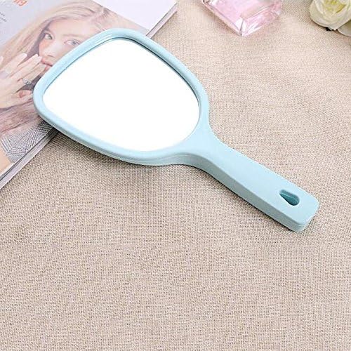 Two-sided Hand-held Mirror Portable Handle Mirror Carrying Beauty Mirror Beauty Salon Dental Small Mirror (multi-color Optional) ( Color : Blue )