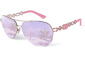 FONHCOO Verspiegelte Sonnenbrille Damen UV400 Brille Vintage Pilotenbrille Retro Sunglasses Women mit auffälliger Verspiegelung