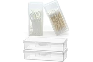 SwirlColor Dispensador de algodones para viajes, soporte de hisopo de algodón caja de bastoncillos de algodón portátiles caja transparente con tapa para hisopos de algodón (2)