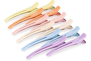 AIMIKE 12pcs Pinzas Pelo de Seccionamiento, Pinzas Pelo Peluqueriade Profesional, Pinzas de Pelo de Duckbill Con Banda de Silicona, Pinzas Para el Pelode Estilismo de Salón, Pinzas Pelo Mujer-Macaron