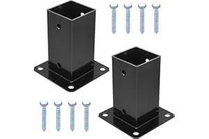 MCBLAST 2 Pz Staffa Palo Fissaggio Pali Legno, Staffa di Ancoraggio a Vite, Supporto Porta Palo Quadrata, Manicotto da Avvitare con Base a Palo per Pali in Legno 70x70 mm, per Recinzione Capannoni Gazebo