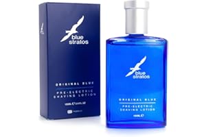 Blue Stratos Pre-Electric Shave Lotion, Original Blue for Men, Lifts Beard & Reduces Irritation, Cooling Effect, Classic Scent of Cedarwood, Vanilla, and Musk, 100ml