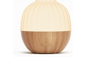 SALKING Dyfuzor zapachowy, 300 ml, dyfuzor do olejków eterycznych, ultradźwiękowy dyfuzor do aromaterapii z automatycznym wyłączaniem, białe usłojenie drewna, dyfuzor do domu, biura lub jogi