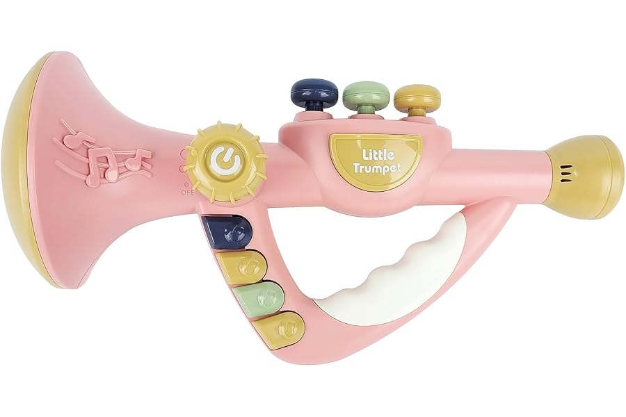 IIROMECI Musical Instruments Toys for Kids - Toddler Trumpet Toy, Baby Educational Toys for Girls & Boys Ages 1-3 (Pink)