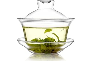 MOZENTEA Gaiwan - Set da tè tradizionale cinese, tazza Gai Wan con coperchio per infusore per tè Oolong/tè Puerh (vetro)