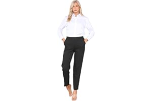 CLICK2STYLE Ladies Half Elastic Stretch Waist Herringbone Trouser Inside Leg 25 Inches (Short) Everyday Wear Winter Pants