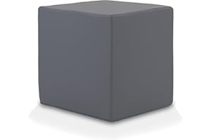 ‎ECOPUF Ecopuf Cube - Sitzhocker Hocker Kunstleder Lederimitat Sitzbox Quader Würfel Pouf Ottomane Fußbank für's Wohnzimmer Wohneinrichtung 40x40x40 cm Faber Grau E15