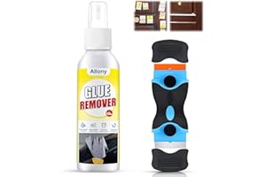 ALLONY Dissolvant Colle, Décapant Adhésif, Decolle Etiquette, Dissolvant D'adhésif, Livré Avec Grattoir, Enlève Étiquettes, Autocollants les Résidus de Colle, Nettoyage Rapide, Aucun Résidu - 120ML