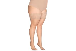 Annes styling Cecile - Medias altas de encaje para mujer, opacas, 20 denier con silicona antideslizante