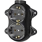 e-FEST Retro 2 Way Socket 16A 250V Thick Brass Antique Bakelite Look Black