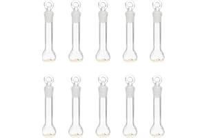 PATIKIL Matraccio Graduato da 5 Ml, 10Pz Matraccio Graduato Graduata in Vetro Borosilicato 3.3 con Tappo in Vetro Tolleranza 0.22 Ml per Esperimenti di Laboratorio, Trasparente