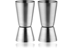 2 Pièces Cocktail Jigger, Doseur Cocktail 20/40 ml, Double Doseur à Cocktail en Acier Inoxydable, Doseur à alcool double, Barman Professionnel, Pour bar, fête, vin, cocktail(Argent)