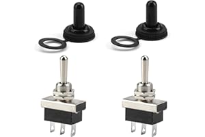 SAKERR KN3D-103 Toggle Switch - 3 Way, 3 Position, 3 Pin, 12V With Waterproof Caps - On Off On Switch for Car Dash Light Electric Automotive