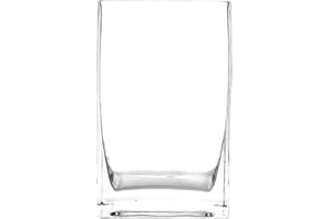 CERERIA DI GIORGIO Vase en Verre Transparent pour Bougies et Fleurs - Dimensions 8 x 6,4 x 20 cm