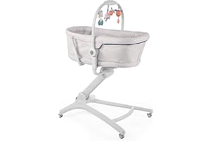 BOPPY Chicco Baby Hug 4 w 1 Łóżeczko Dziecięce od Urodzenia do 3 Lat (15 kg), Wysokie Krzesełko dla Dziecka, Pałąk z Zabawkami, Regulowane Oparcie i Wysokość, Rozkładane Łóżeczko Dziecięce i Krzesło