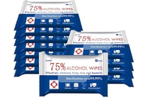 FORRADER 12 Packs Alcohol Wipes, 120 Pcs Disposable Wet Wipes 75% Alcohol Wipes Portable Wipes, Disinfection Wipes Moist Wipes for All-Round Cleaning