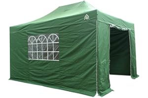 All Seasons Gazebos 3x4.5m Heavy Duty Fully Waterproof Pop up Gazebo with 4 Premium Side Walls - Green