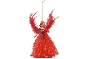 DUROECSAIN Christmas Angel Tree Topper, 22 cm Angel Figure as Christmas Tree Topper, Christmas Tree Topper Figures, Christmas Tree Topper Tree Decoration, Glitter Angel Christmas Decoration