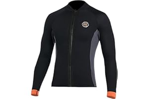 X-MANTA Muta in neoprene per uomo e donna, 3 mm, muta in neoprene, per tenere al caldo, a maniche lunghe, cerniera frontale, parte superiore in neoprene per immersioni, surf, snorkeling, nuoto, sport