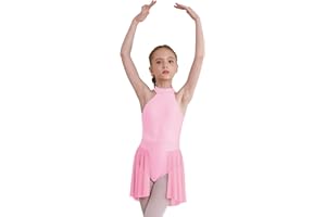 TiaoBug Vestido de Danza Clásica para Niña Maillot sin Manga de Lentejuelas Brillante de Gimnasia Rítmica Patinaje Leotardo Ballet Vestido de Bailarina