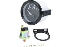 KUULEYN Manomètre de pression d'huile, longue durée de vie, performances stables, facile à utiliser, voiture à moteur haute sensibilité avec capteur 0-100 Psi 12v 52mm/2 pouces
