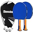 Senston Table Tennis Bats 2 Player Set, Ping Pong Paddle Set with Racket Case and balls