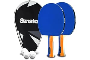 Senston Table Tennis Bats 2 Player Set, Ping Pong Paddle Set with Racket Case and balls