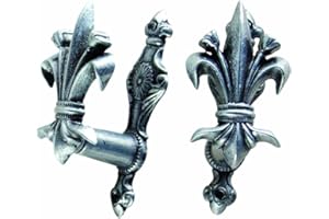 Denix - 2er Set Wandhaken, ausziehbar, Motiv: Bourbon Lilie, Farbe: Silber