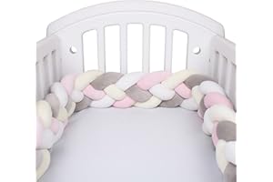 JIcloun 4 Hilos Cuna Parachoques Trenzados, Cama Serpiente Anudada Cojines Infantiles Habitacion Chichoneras Cuna Trenza Protector Guardería Almohada Trenzado del Dormitorio,A3,2M