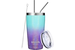 UsparkMC 20oz 550ml Tumbler Stainless Steel with Lid and Straw,Double Wall Vacuum Insulated Coffee Travel Mug for Hot & Cold,Reusable Cup,BPA Free