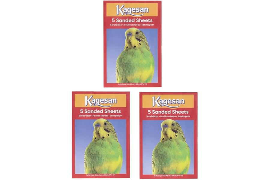 WUNDAPETS 3 PACK KAGESAN RED BIRD CAGE SAND PAPER SHEETS 3 x 5 PCK = 15 SHEETS 43CM X 28CM