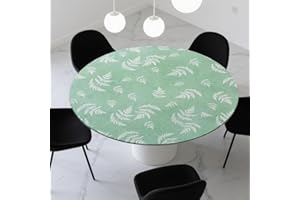 EUBSWA Tovaglia Plastificata Rotonda 48 inch, 90-110 cm Beige Tovaglie Impermeabile per Tavolo Giardino Balcone Terrazza Matrimonio Pasqua Festa Primavera Estate