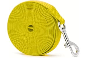 ONESAVE Extra Long Dog Training Lead Strong Leash Large Recall Line Walking Heavy Duty (33ft (10 Metres), Yellow)