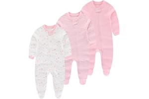 Chamie Baby grows Sleepsuits Rompers Long Sleeve Boys Girls Cotton 0-3m/3-6m/6-9m/9-12m