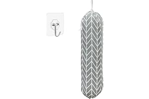 MVPACKEEY Plastic Bag Holder Organizer, Large Grocery Bag Storage Dispenser Washable Plastic Bag Organizer Reusable Shopping Bag Trash Bag Dispenser for Home Kitchen, Free Adjustment with Drawstring(Gray+White)