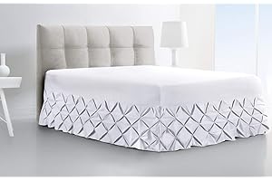 SEVENTH LINEN Luxury Pintuck Extra Deep Fitted Valance Sheet 100% Egyptian Cotton 200 Thread Count Single Double King Super King Size Bed Base Sheets (White, Super King)